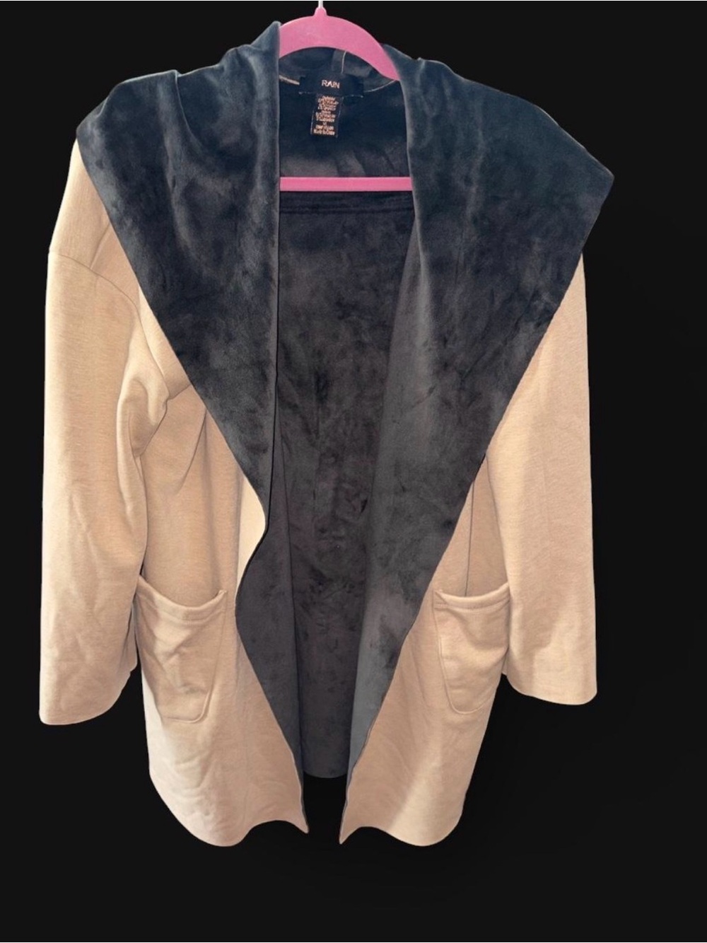 Rain Open-Front Two-Tone Cardigan Coatigan - Cream & Black